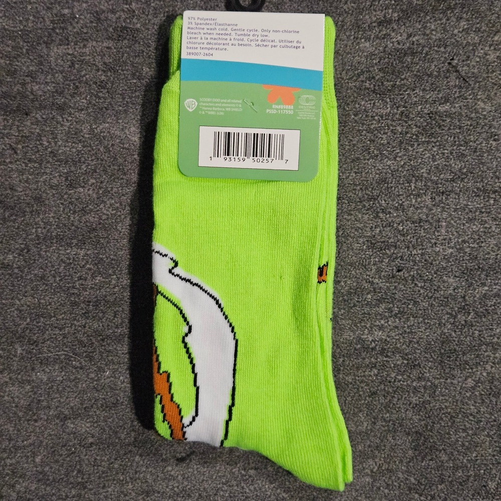 Scooby-Doo Mens Halloween Crew Socks Neon Green Boo Ghost Shoe Size 6-12 NWT - Picture 3 of 4
